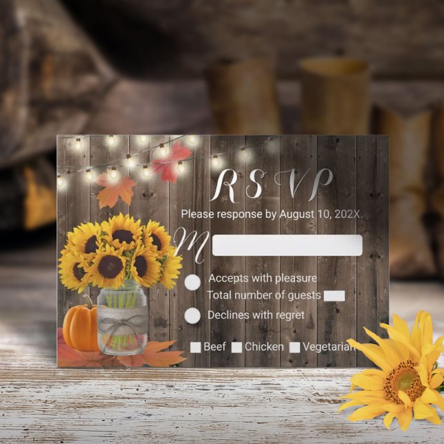 RSVP de Casamento Rustic Autumn Jar Pumpkin (Criador carregado)