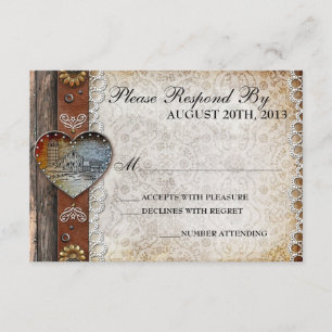 RSVP de Casamento Rustic Barn Country
