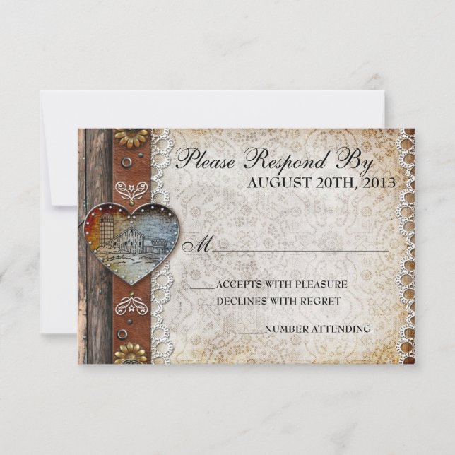 RSVP de Casamento Rustic Barn Country (Frente)