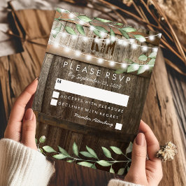 RSVP de Casamento Rustic Country | Folhagem verde