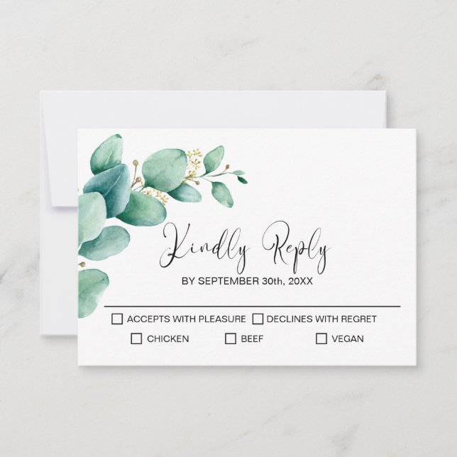 RSVP de Casamento Rustic Eucalyptus (Frente)