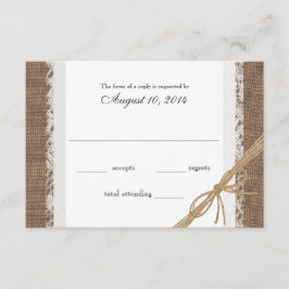 RSVP de Casamento Rustic Lace e Burlap