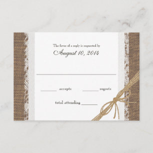 RSVP de Casamento Rustic Lace e Burlap