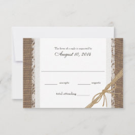 RSVP de Casamento Rustic Lace e Burlap