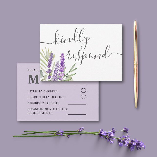 RSVP de Casamento Rustic Lavanda & Eucalyptus (Criador carregado)