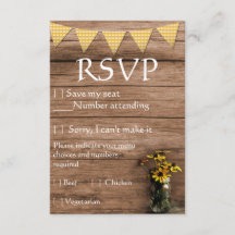 RSVP de casamento Rustic Sunflower e gingham