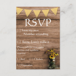 RSVP de casamento Rustic Sunflower e gingham