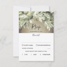 RSVP de Casamento Rustic Wood and Greenery