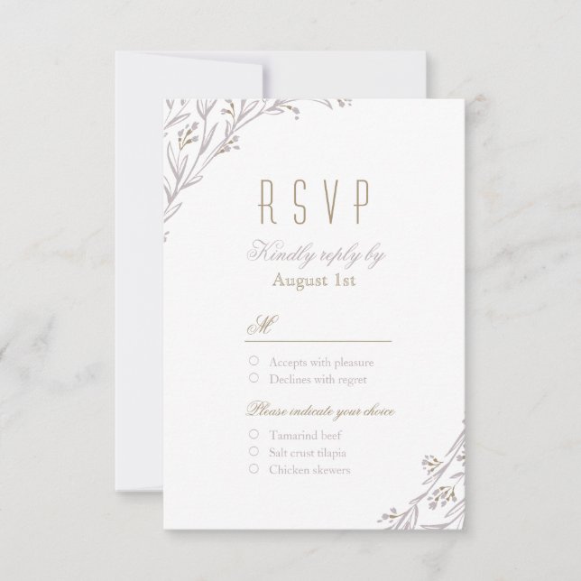 RSVP de casamento Rústico floral Elegante (Frente)