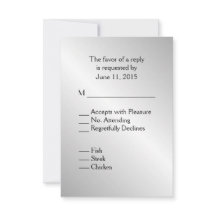 RSVP de Casamento Silver Elegante com Menu