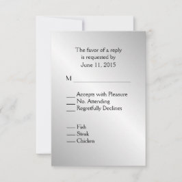 RSVP de Casamento Silver Elegante com Menu