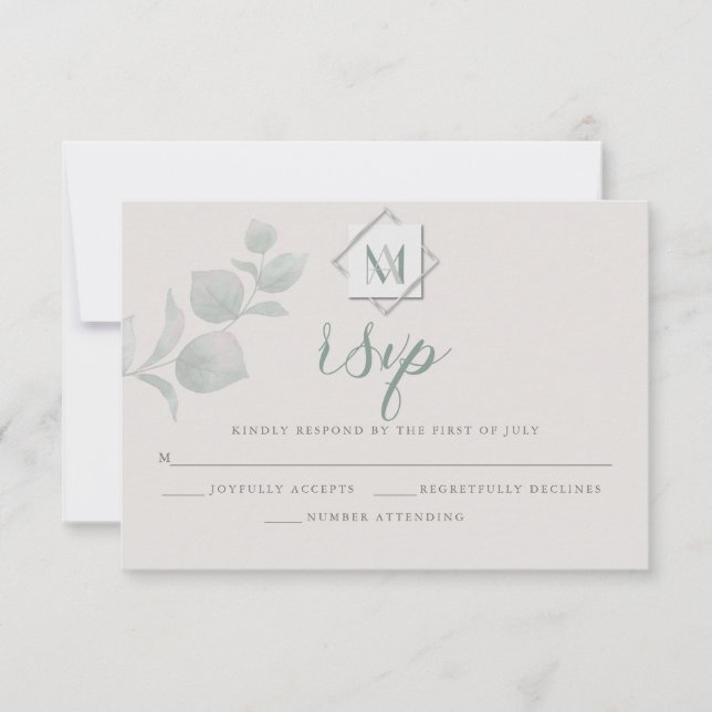 RSVP de Casamento | Silver Sage Eucalyptus (Frente)