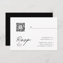 RSVP de Casamento Simples de QR Preto e Branco Mod