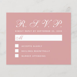 RSVP de Casamento Simples de Script com Rosa Rosa