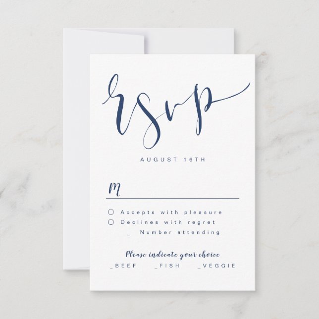 RSVP de casamento Simples de Script Moderno do mar (Frente)