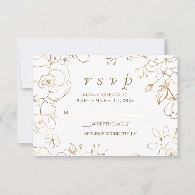 RSVP de casamento simples e elegante com floral do (Frente)