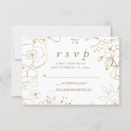 RSVP de casamento simples e elegante com floral do