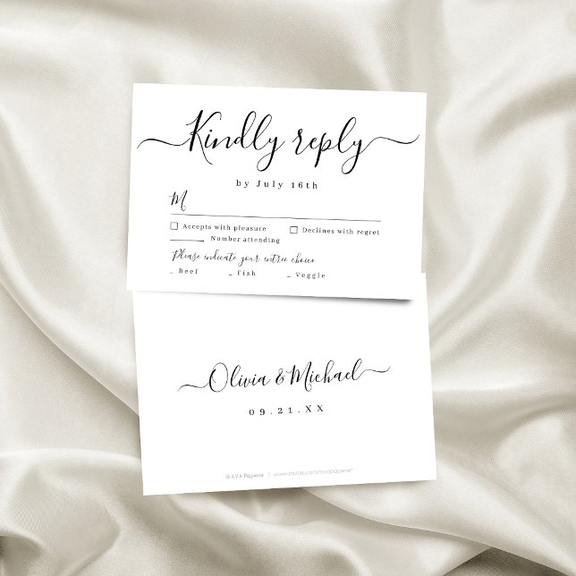 RSVP de casamento simples e elegante moderno (Modern simple elegant script wedding RSVP)