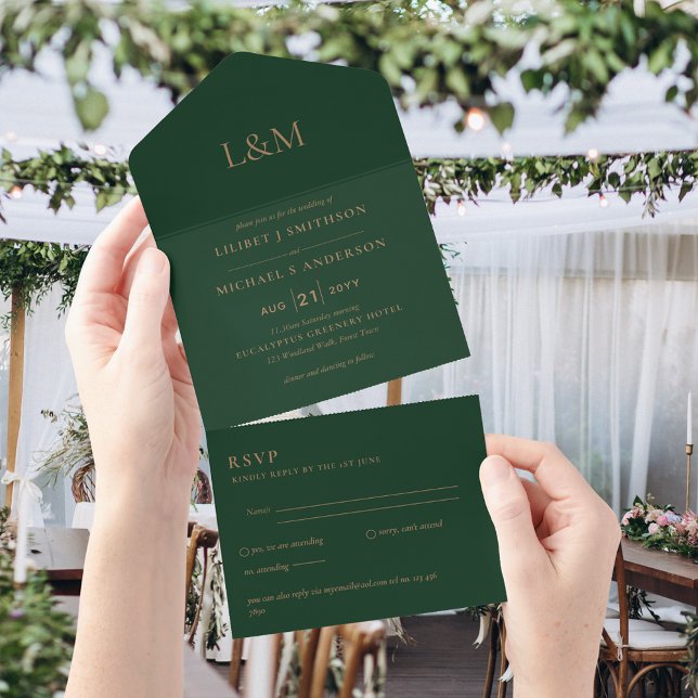 RSVP de Casamento Simples Emerald Green (Criador carregado)