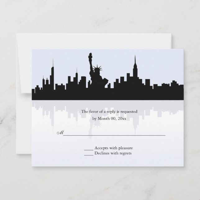 RSVP de Casamento Skyline de Nova York (Frente)