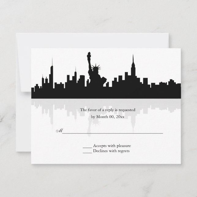 RSVP de Casamento Skyline de Nova York (Frente)