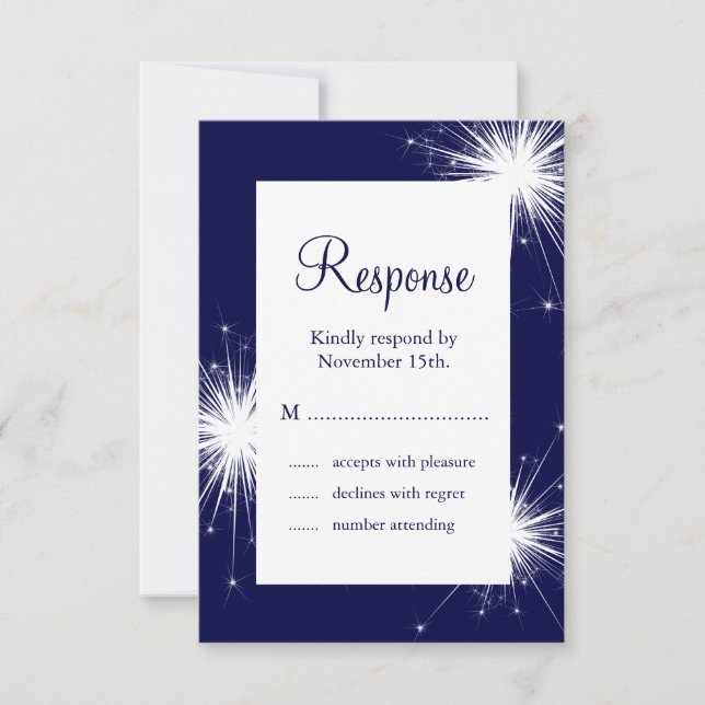 RSVP de Casamento Sparkler (azul) (Frente)