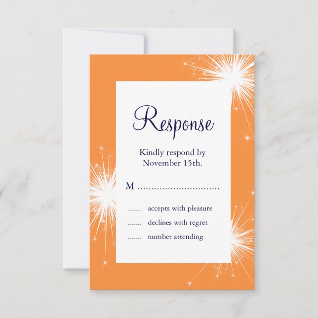 RSVP de Casamento Sparkler (laranja) (Frente)