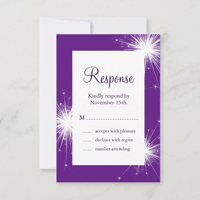 RSVP de Casamento Sparkler (roxo) (Frente)