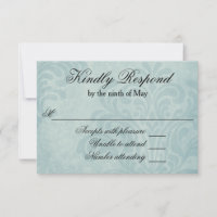 RSVP de Casamento tema damasco Azul Elegante