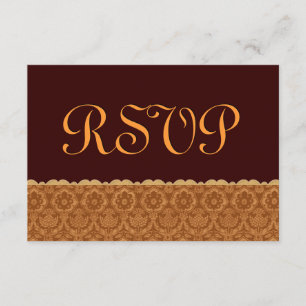 RSVP de Casamento tema damasco de Chocolate e Vint