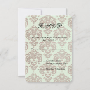 RSVP de Casamento tema damasco de Creme