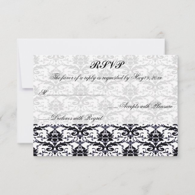 RSVP de Casamento tema damasco Elegante (Frente)