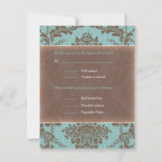 RSVP de Casamento tema damasco Elegante Azul