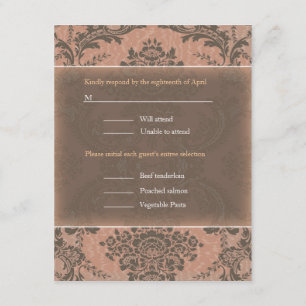 RSVP de Casamento tema damasco Elegante rosa