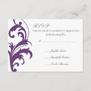 RSVP de Casamento tema damasco Elegante Roxo