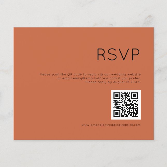 RSVP de Casamento Terracotta Simples Código QR Orç (Frente)