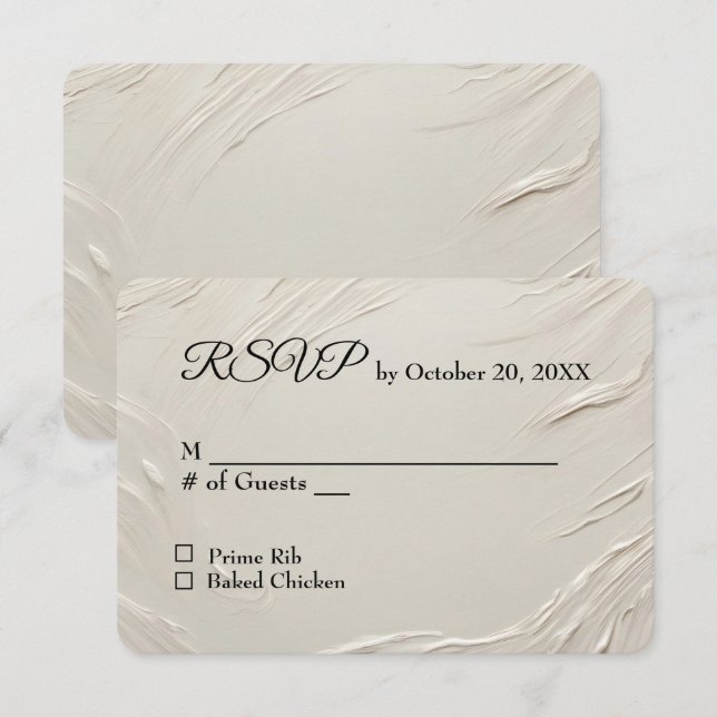RSVP de Casamento Textura Marfim Abstrata (Frente/Verso)