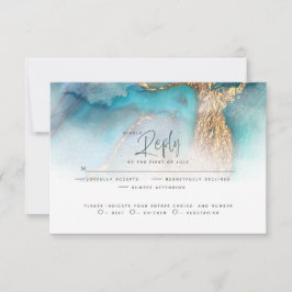 RSVP de casamento | Tinta de Abstrato Dourada e la
