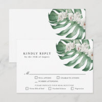RSVP de Casamento Tropical de Orquídeas Brancas co