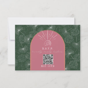 RSVP de Casamento Tropical de Palma Tropical Verde