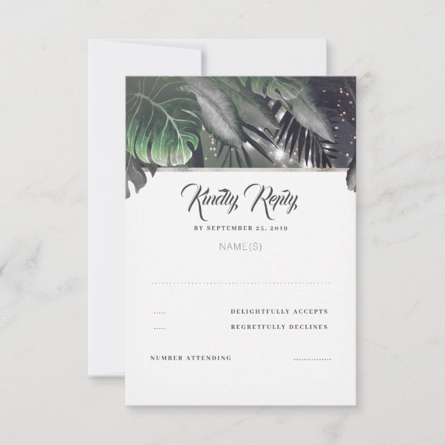 RSVP de Casamento Tropical Palm Beach (Frente)