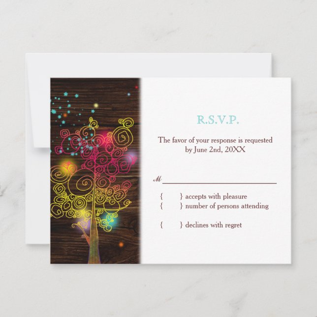RSVP de Casamento Único de Árvores de Sonho (Frente)