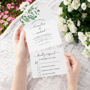 RSVP de Casamento Verde Botânico de Orçamento