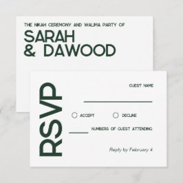 RSVP de Casamento Verde Branco Multão e Minimalist