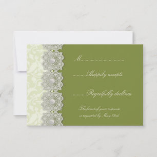 RSVP de Casamento Verde da Mosa Lace e Pearls
