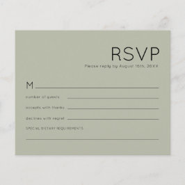RSVP de Casamento Verde de Sage Simples de Orçamen