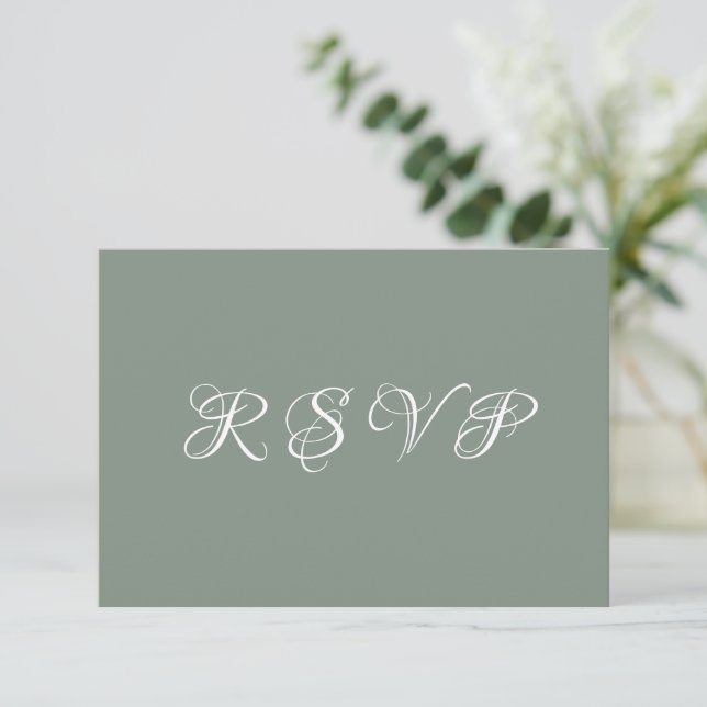 RSVP de Casamento Verde do Sage Moderno Simples (Em pé/Frente)
