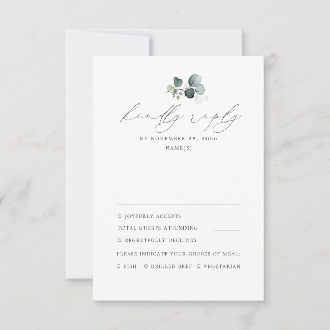 RSVP de Casamento Verde Mínimo (Frente)