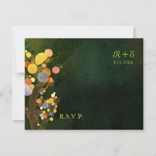 RSVP de Casamento Verde Rustic Dark