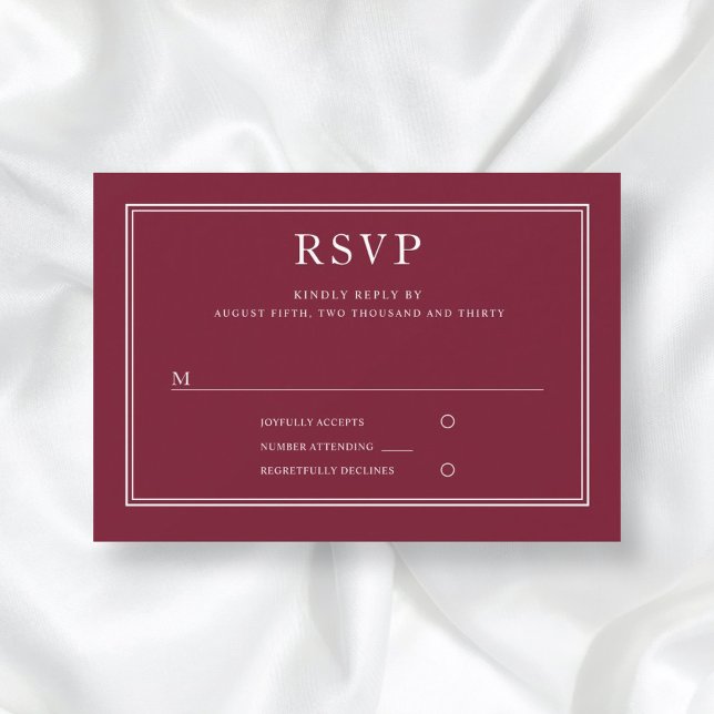 RSVP de Casamento Vermelho Clássico Elegante Forma (Criador carregado)